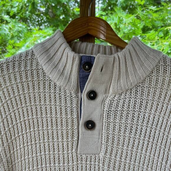 Weatherproof Vintage Men's Tan Colorblock Button Neck Sweater Size XL. NEW - Picture 3 of 9